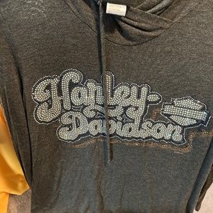 Harley Davidson sequined long sleeve to top